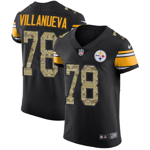 Nike Steelers #78 Alejandro Villanueva Black/Camo Men's Stitched NFL Elite Jersey - Click Image to Close